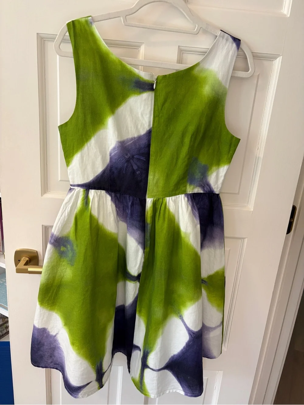 Busayo Tie-Dye Green & Purple Cotton Linen Sundress SZ 10